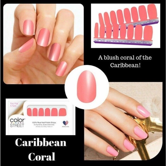 Color Street Nail Strips Caribbean Coral Brand New RETIRED‎ Hard to Find - Picture 1 of 3